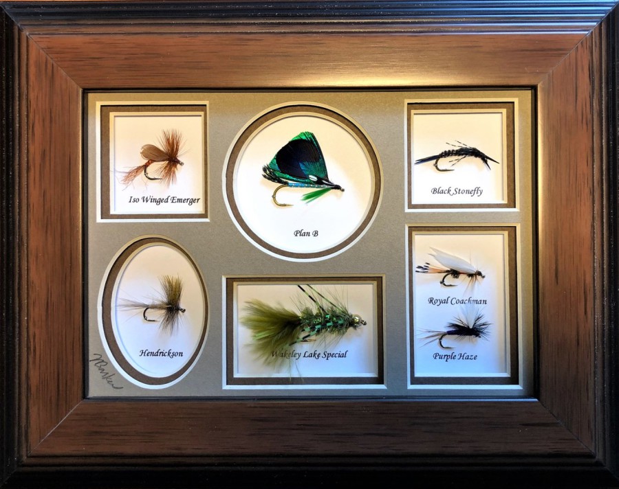 MILLARD BROTHERS LTD: A PAIR OF FRAMED FISHING FLY DISPLAYS Wet Trout  Flies and Winged Dry Flies